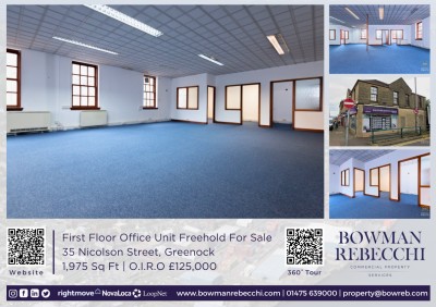Greenock Town Centre Office Unit Freehold Available to Purchase